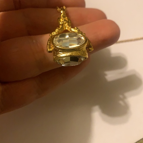 Vintage Joan Rivers Crystal Fidget Spin Gold Tone Necklace - Picture 7 of 12
